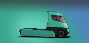 Seitliche Darstellung des cool designten e-Truck.